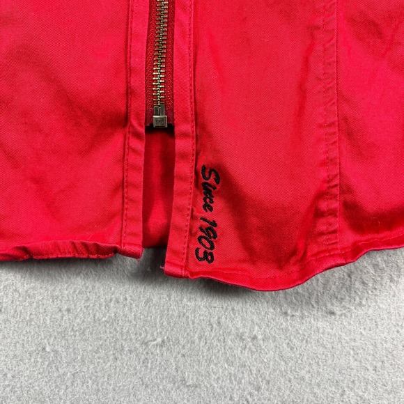 Harley Davidson Womens Red Full Zip Short Sleeve Mechanic Shirt Embroidered M - Picture 3 of 7